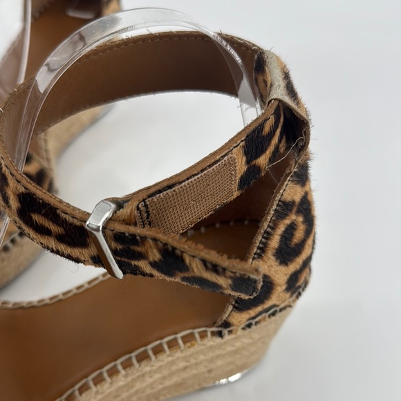 Franco Sarto Camera Calf Hair Leopard Print Espadrilles Wedge Sandals - Picture 5 of 16